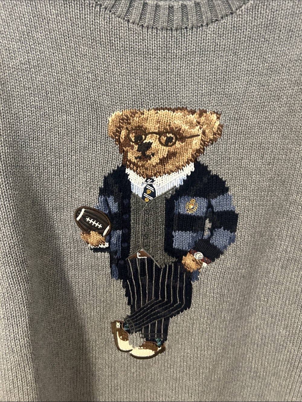 Polo by Ralph Lauren Gray Bear Knit Crewneck Sweater - Picture 4 of 4